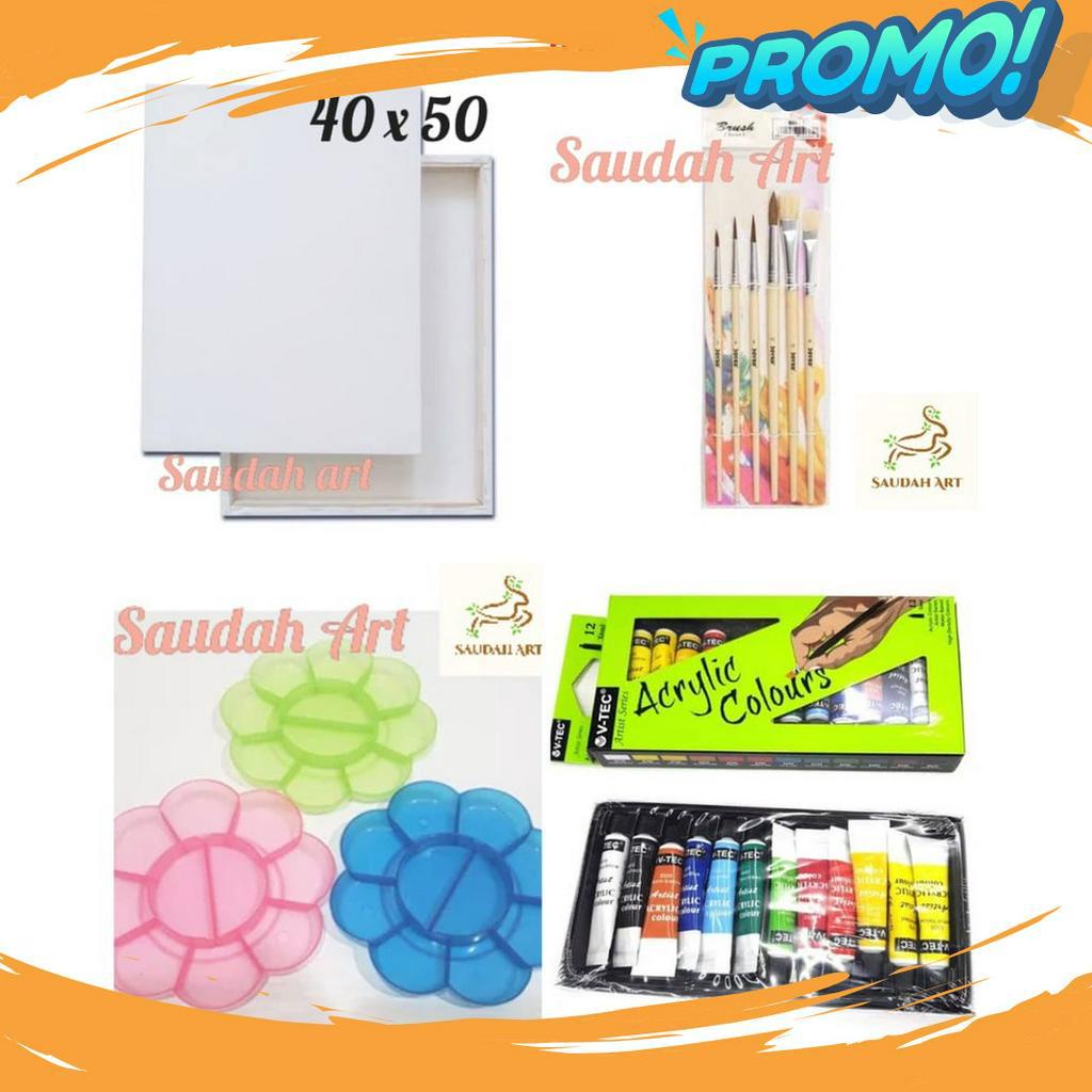 

SUPER BIG SALE Paket Kanvas Lukis kanvas 4x5kuaspaletcat akrilik