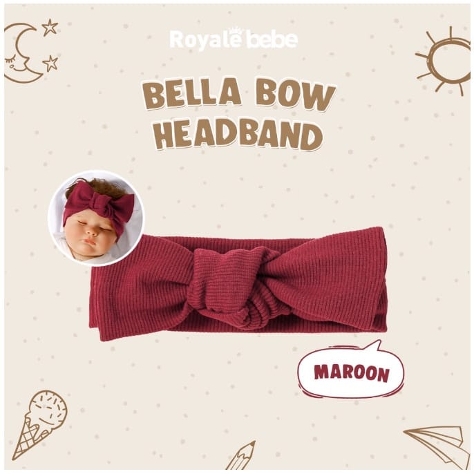 Royale Bebe Bella Bow Headband Bandana Bayi