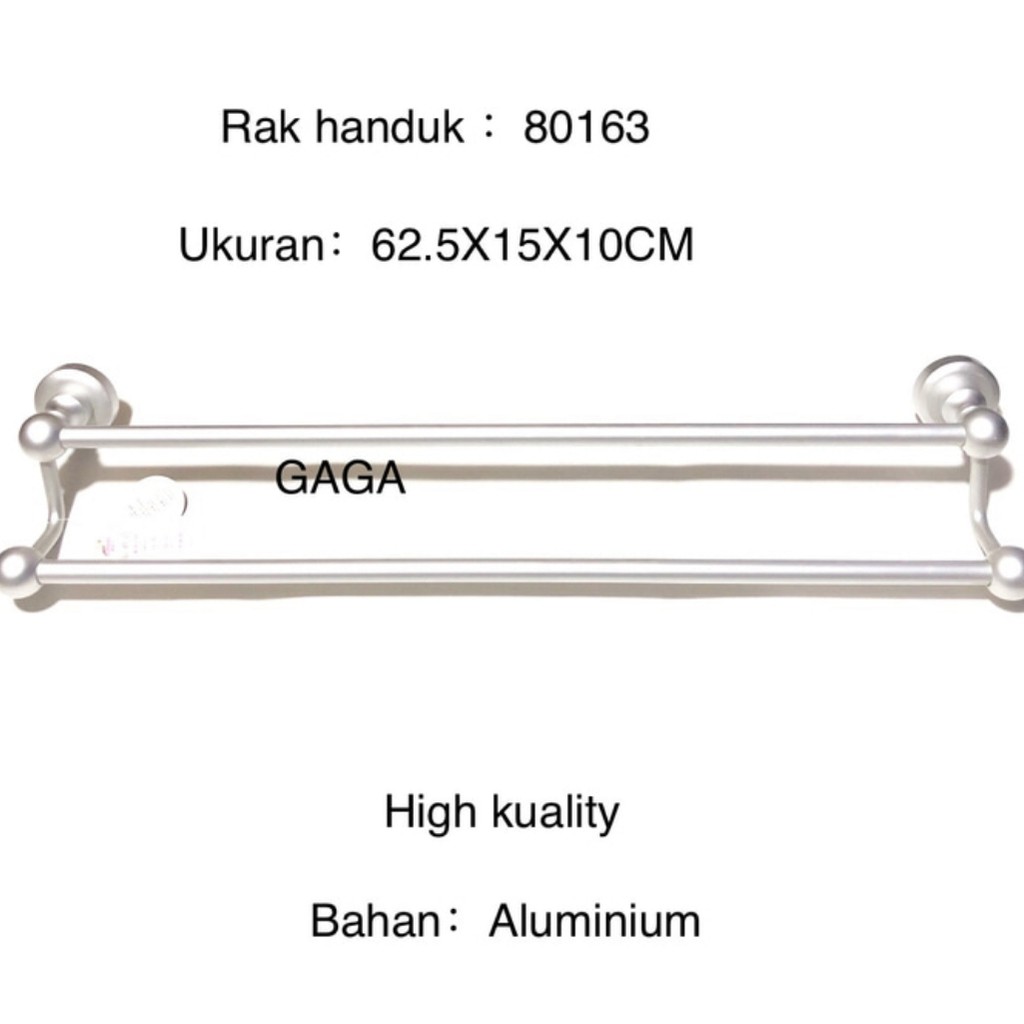 GAGA Rak dinding handuk / Rak gantungan baju 2 pipa / Rak aluminium 80163