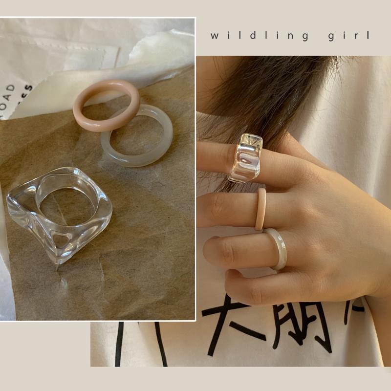 Resin Ring Accessories Retro Fashion Personality Versatile Korea