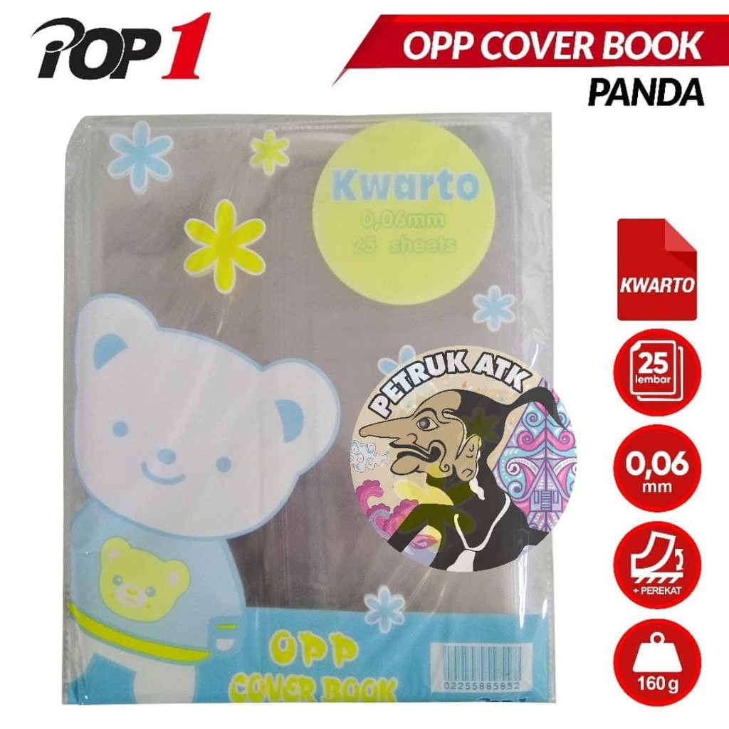 

[PAK] SAMPUL BUKU PLASTIK POP1 PANDA KWARTO KUARTO BENTUK KANTONG / SELIPAN (25 LEMBAR)*