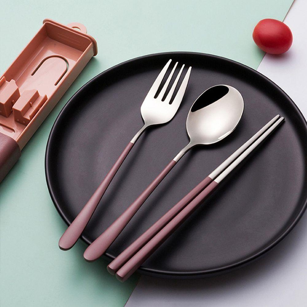 [Elegan] Sendok Kopi Sendok Makan Peralatan Makan Dengan Wadah Salad Fork Cutlery Set Sumpit