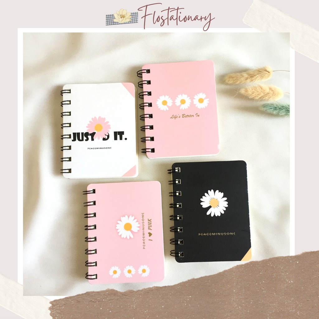 

[FS] Note Book Spiral Mini Motif Daisy Peaceminusone Beige Paper Polos Buku Catatan Jurnal