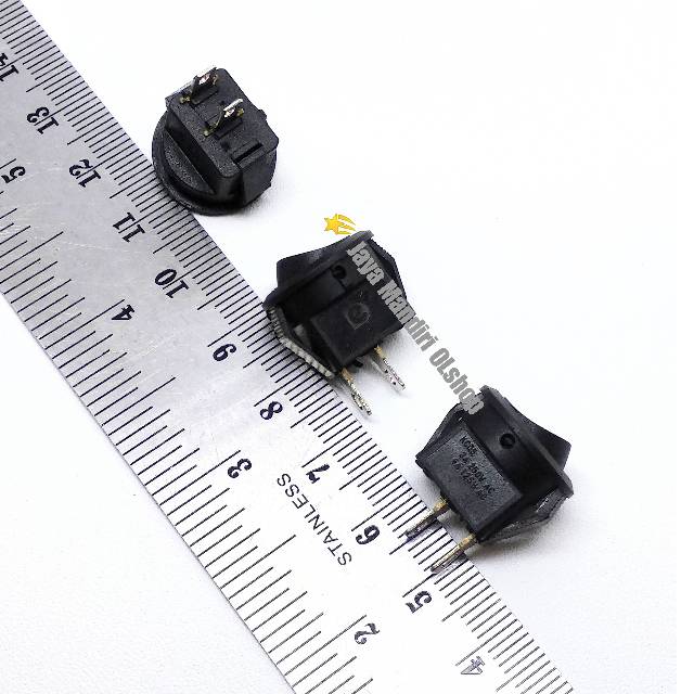 Rocker Switch Bulat Hitam 2 Pin