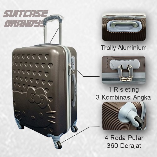 KOPER HELLO KITTY RODA 4 UKURAN 24 INCH/ KOPER TRAVEL MURAH/ TAS KOPER WANITA/ KOPER FIBER MURAH