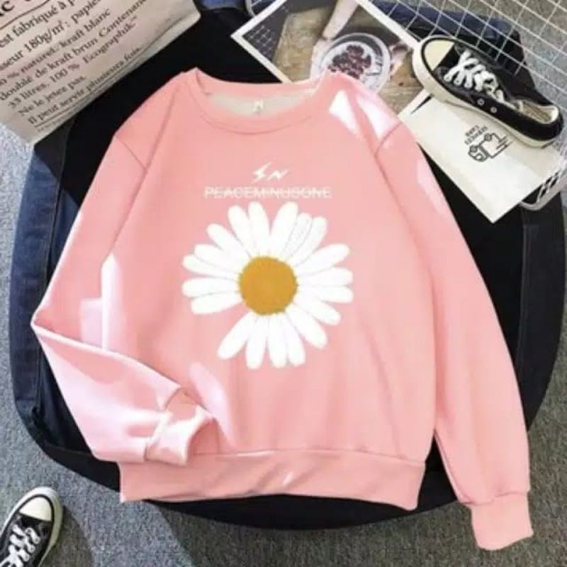 Sun sweater Crewneck Wanita Motif Bunga By Mahyra