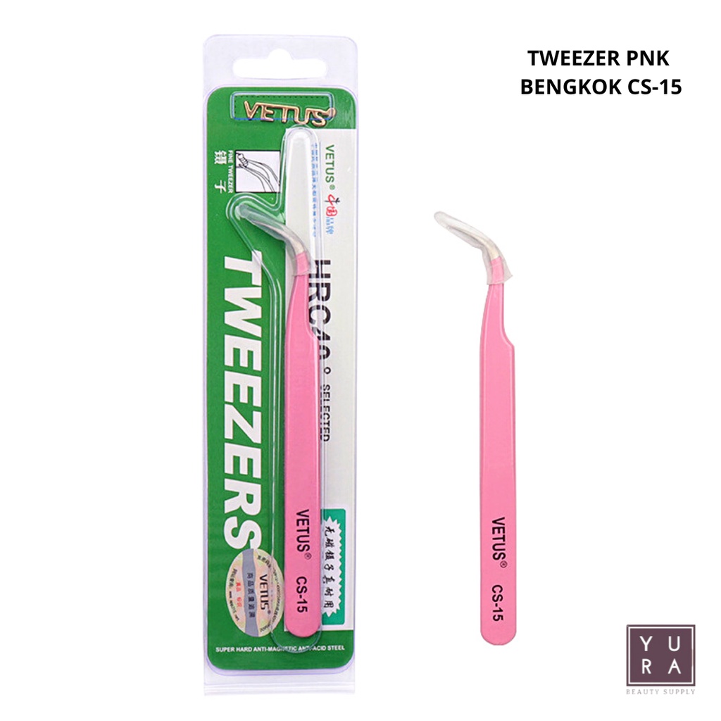 TWEEZER VETUS PINK / Pinset Bulu mata palsu / eyelash extension pinset bengkok lurus