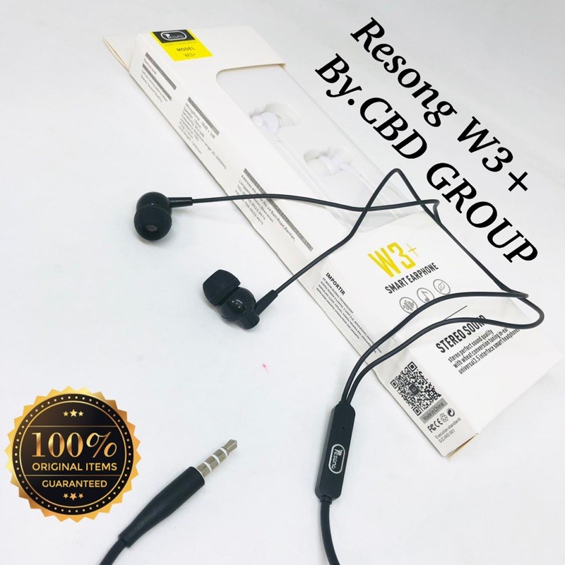 GROSIR HANDSFREE VIVAN RESONG W3+ ORIGINAL STEREO EARPHONE