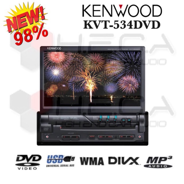 NEW 98% Kenwood KVT-534DVD Head Unit Single Din DVD In Dash KVT 534 Tape Mobil Audio Layar