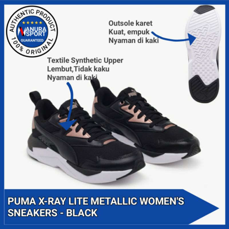 Sepatu Sneakers Puma X-Ray Lite Metallic Sneaker Casual Kets Kasual Wanita Cewek Original Murah