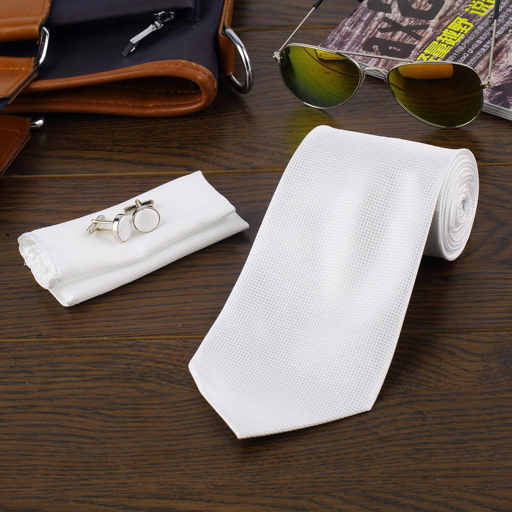 TERLARIS  dasi import set cufflink cufflinks dan sapu tangan warna putih  EXCLUSIVE