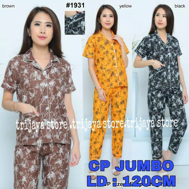 Trijaya . piyama CP jumbo XXL katun eropa / setelan baju tidur wanita dewasa motif batik dan bunga