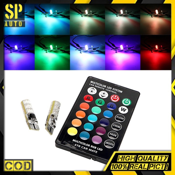 2 Pcs Lampu Senja LED RGB Mobil 16 Warna Lampu Kota Motor + Remote Sh126