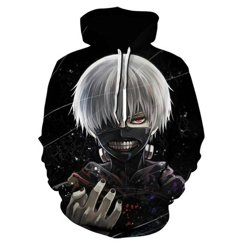 HOODIE KANEKI TOKYO GHOUL JEPANG / JAKET ANIME TOKYO GHOUL ANAK DAN DEWASA HITAM PUTIH 2022