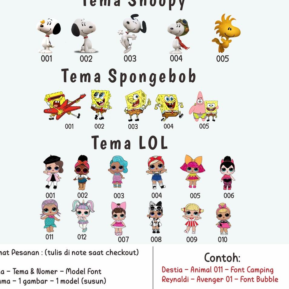 

[ViQ ㊙] Stiker Custom Anak Label Nama Karakter Lucu Unik Variasi Waterproof ||Pasti ready