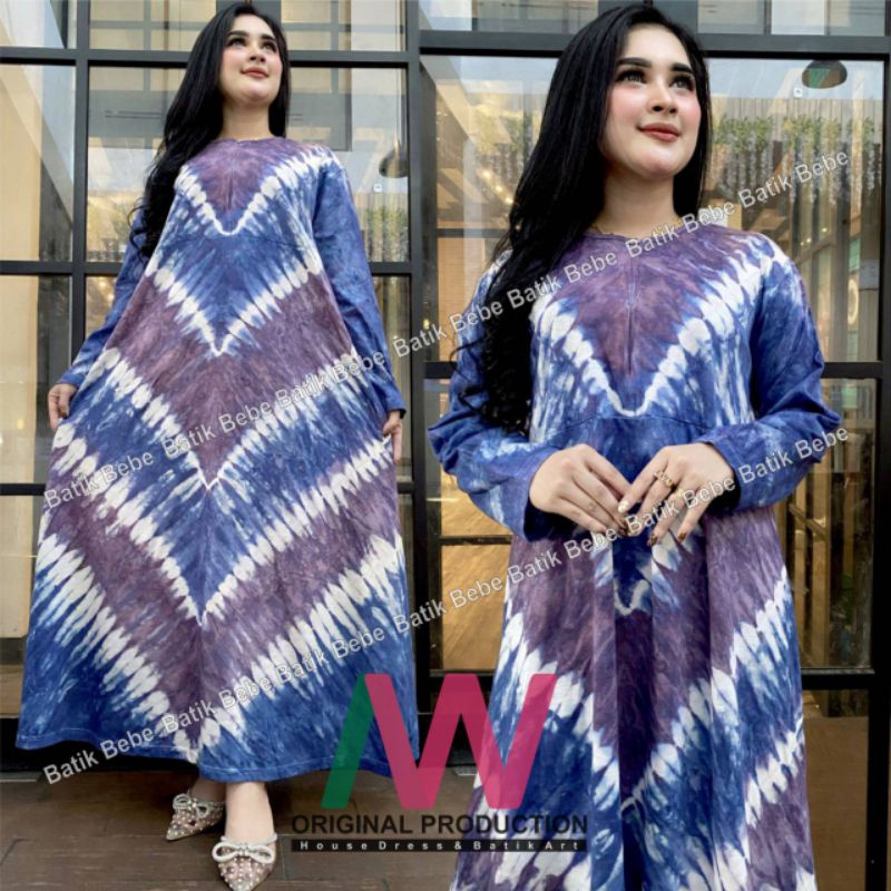 Daster Kaos Jumbo Abstrak Busui Resleting Depan Bumil Home Dress Kekinian Terbaru Termurah Adem Halus