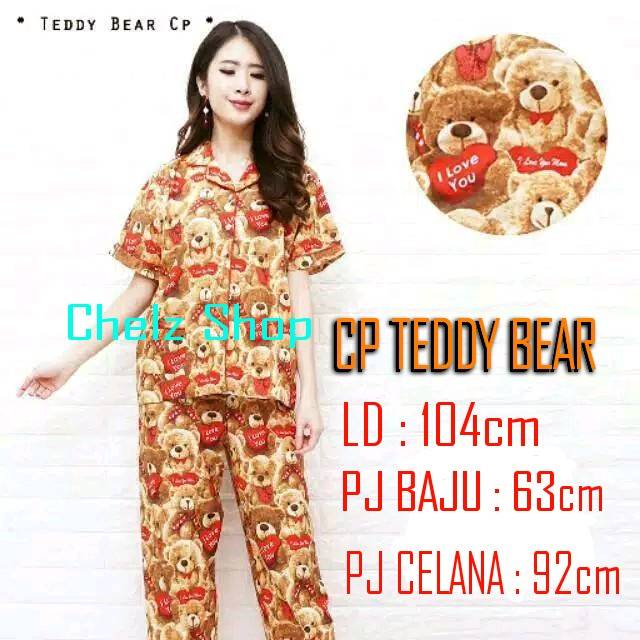 Baju Tidur Piyama Wanita/Cewek Pajamas Dewasa Karakter Teddy Bear Murah Good Quality