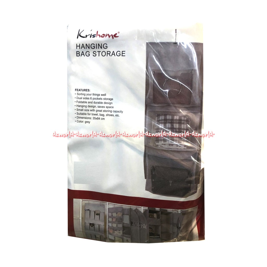 Krishome Hanging Bag Storage Rak Organize Tempat Merapikan Tas Cover Gantung Tas