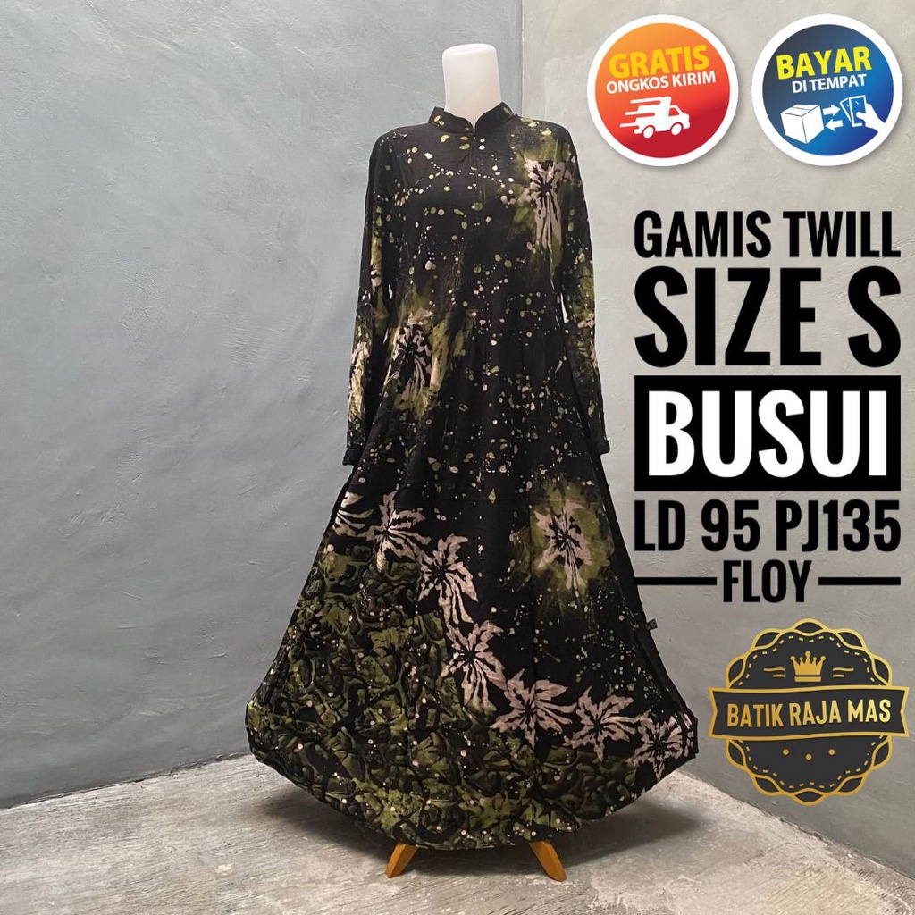 Dress Gamis Wanita Remaja Dewasa Kekinian Viral Syari Raya Lebaran Busui Resleting Depan Motif Batik