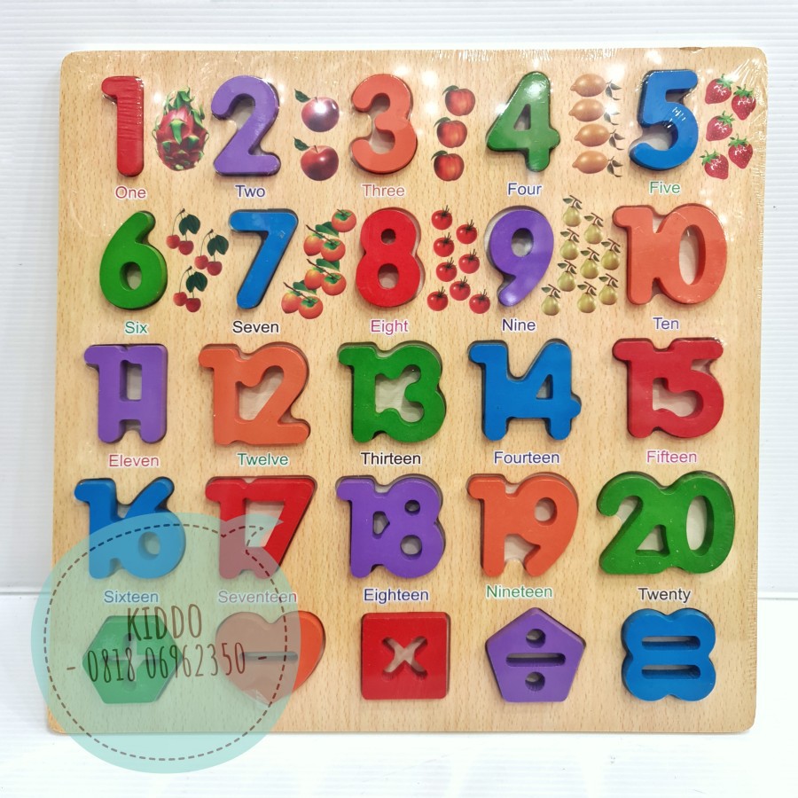 Mainan edukasi puzzle kayu angka - puzzle angka - WH