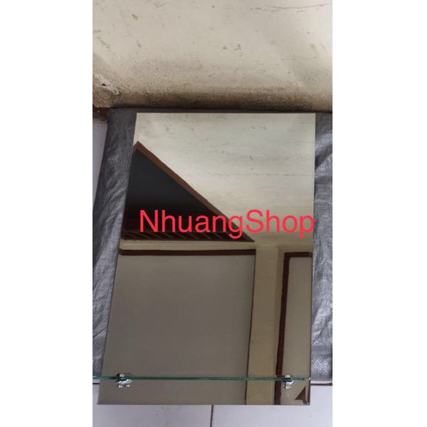 cermin kaca wastafel kamar mandi plus tatakan desain kotak 40cm x 60cm