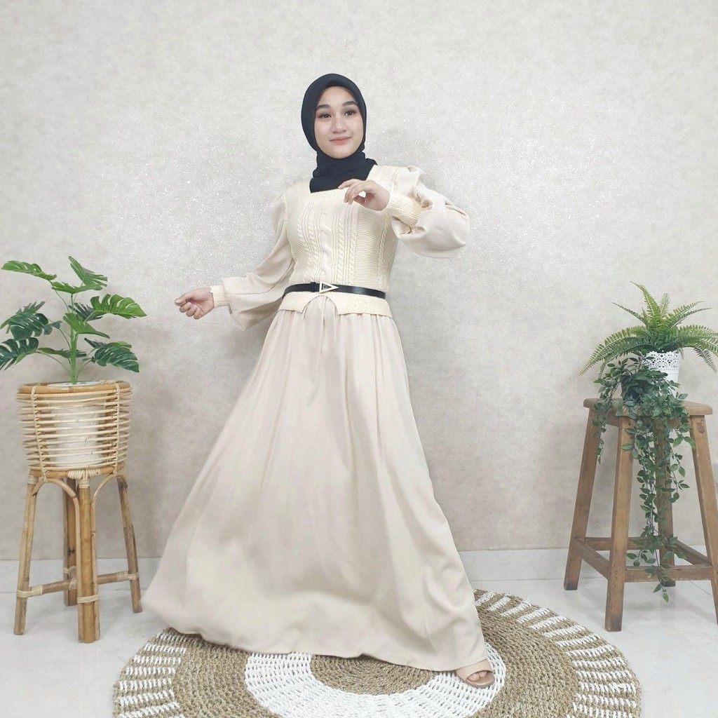 Imanuel Boutique | Dress Panjang Gamis Import Rajut Kombi Codoray Premium Panjang 138cm