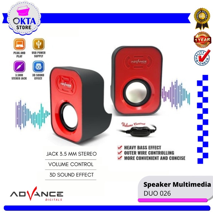 Advance Speaker Mini Speaker Komputer/Laptop DUO-026 Power USB(Z5F1) Portabel waterproof Speaker min