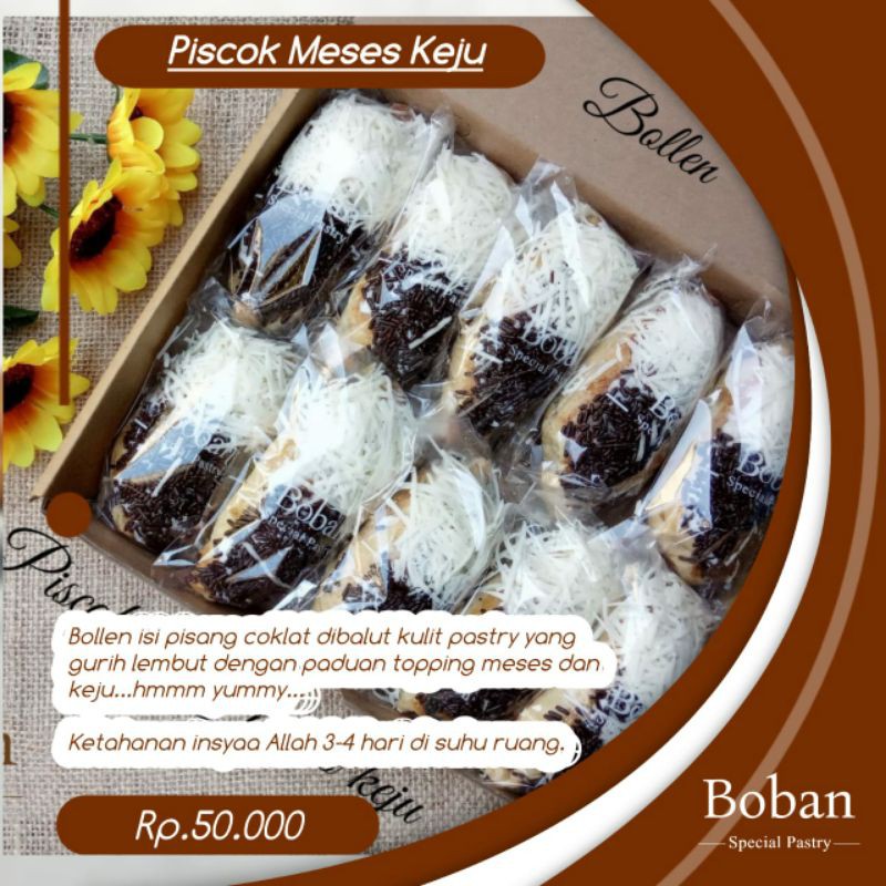 

Bollen Piscok Toping Meses Keju "Boban