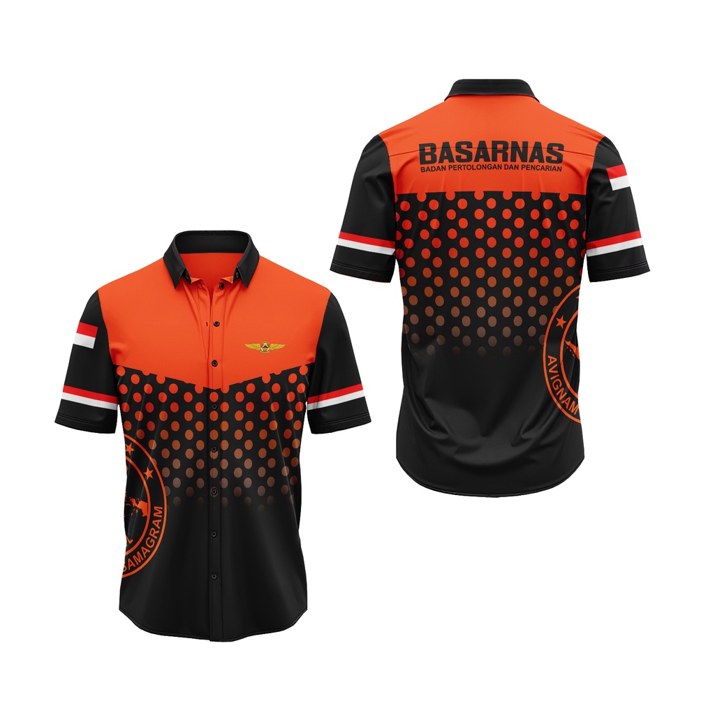 [Riashop] Kemeja Lapangan Basarnas | Kemeja Basarnas | Baju Kemeja Basarnas Orange