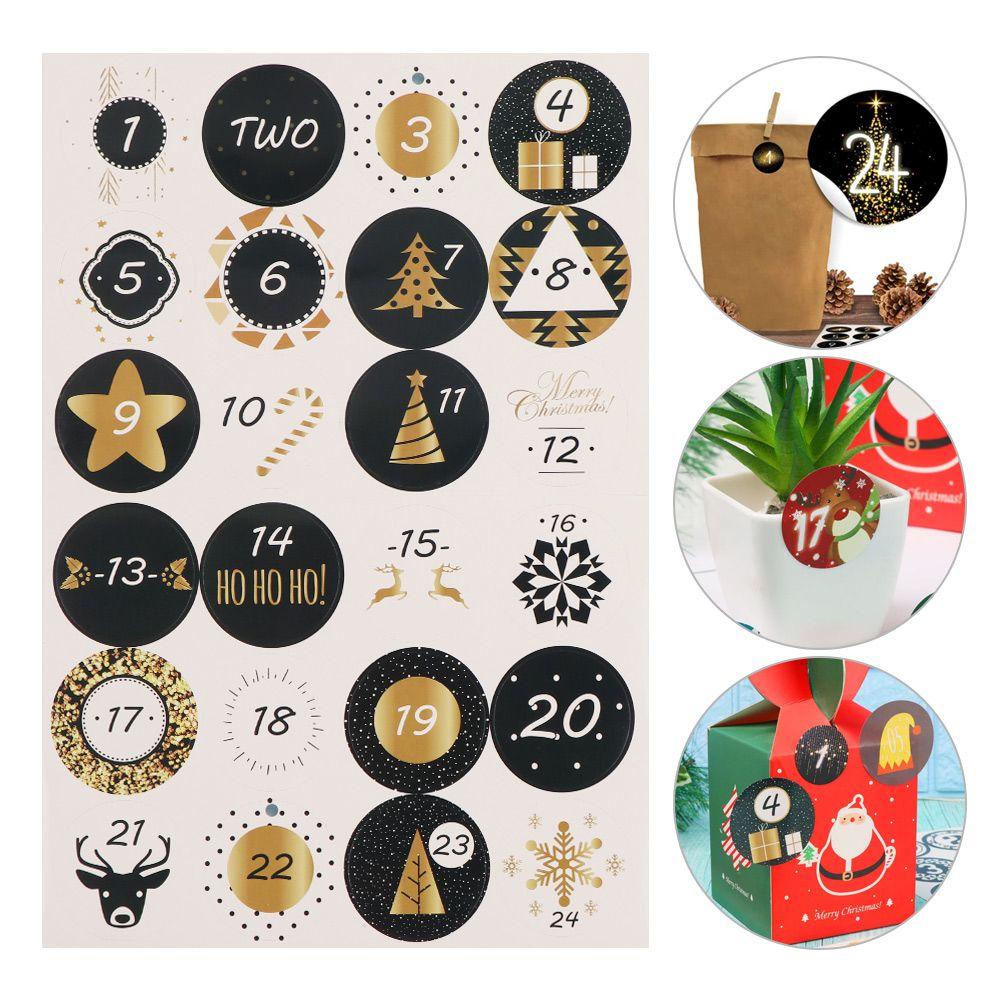 Stiker Kertas Kado Nanas DIY Package Label Paket Biskuit Merry Christmas Advent Nomor Kalender