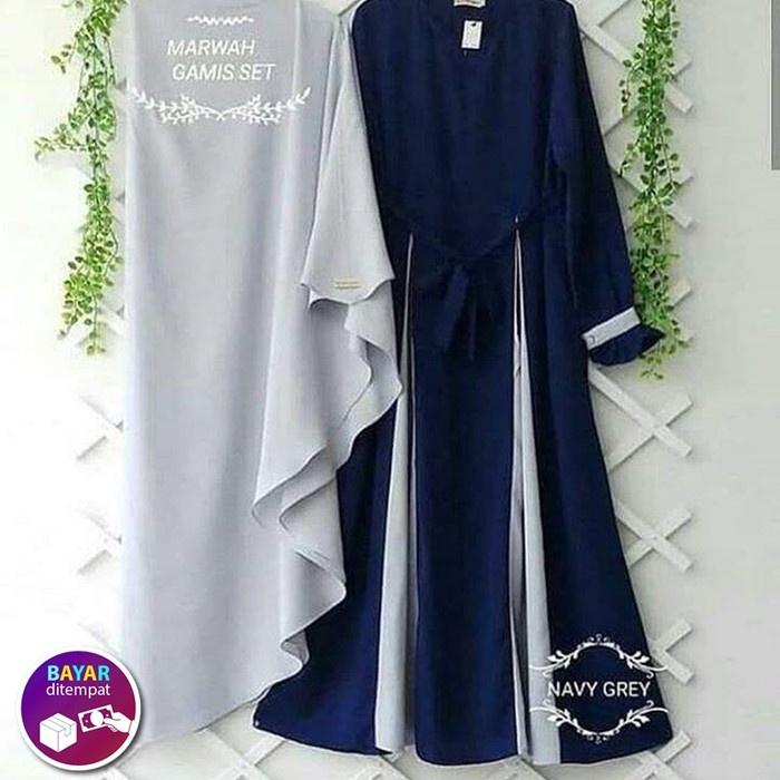 TERBARU      Marwah Gamis Set Hijab Baju Muslim Original Gamis Syari Casual