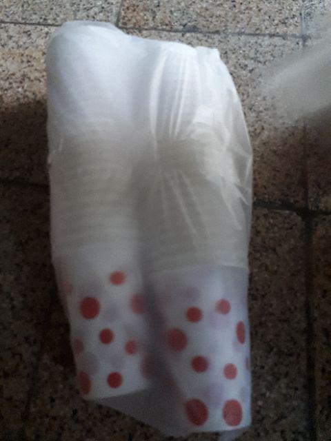Gelas Plastik Tut Tul / Polkadot Merah Putih [1 Slop Isi 50 Pcs]