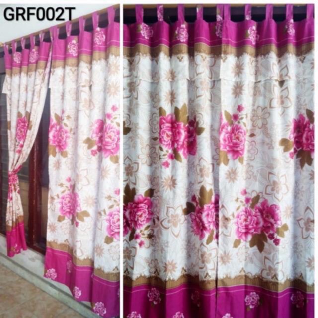 GORDEN TALI + RENDA MOTIF BUNGA PINK DASAR PUTIH LAURA
