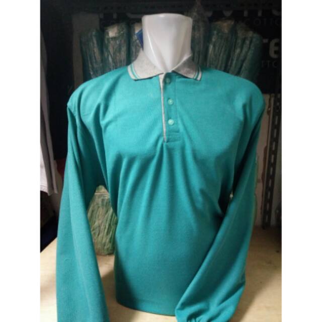 Polo Shirt Panjang Hijau Tosca | Kaos Polos | Kaos Cowok