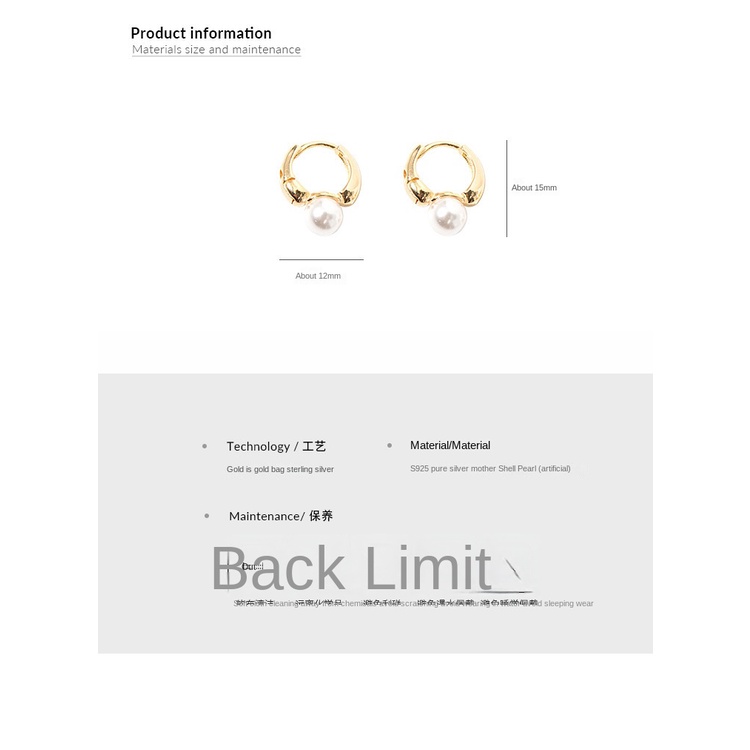 Anting S925 Sterling Silver Plated 18k Gold Aksen Mutiara Gaya Vintage