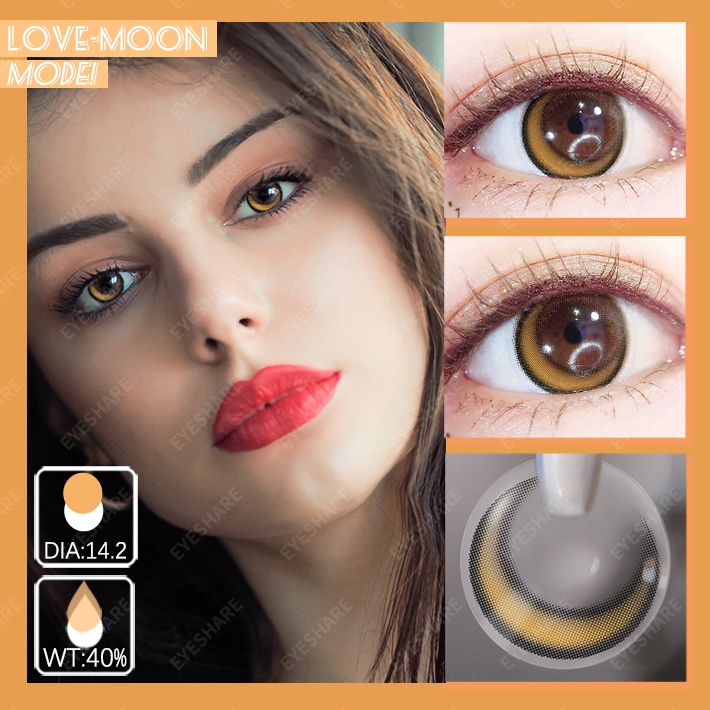 [✅COD] Sepasang Lensa kontak warna lensa warna diameter14MM kadar air 40% soflens minus(0.00) soflen mata bentuk love mata cinta lensa