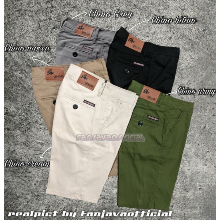 Celana Chino Pendek Grey Mocca Army Cream Hitam Slim Fit Original Gefaliano