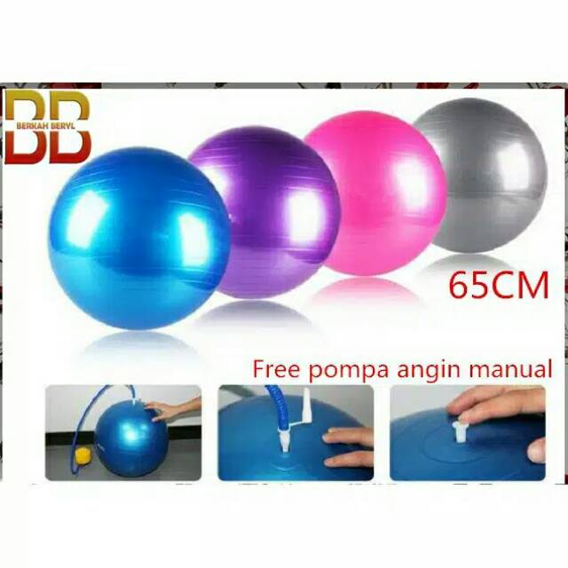 Gym Ball 65cm Free Pompa bola Fitnes dan bola ibu hamil