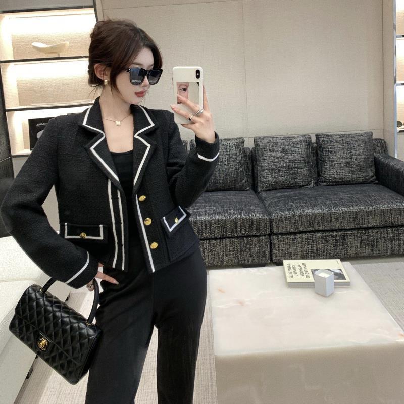 jaket korean style wanita coat women short and small perfume style tweed palace style autumn cardiga