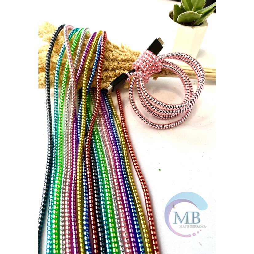 RT94 PELILIT KABEL SPIRAL WARNA METALIC PELINDUNG CABLE HP CHARGER UNIVERSAL CORD PROTECTOR SOLID COLOR GLOSSY MB2951
