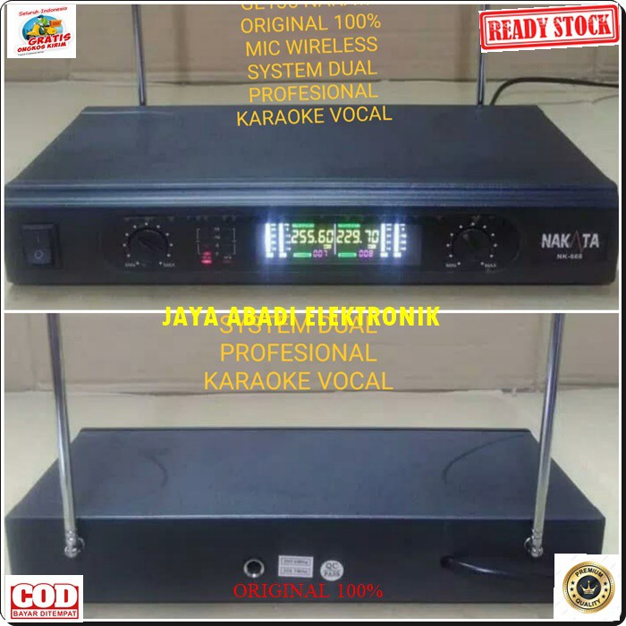 G135 ORIGINAL MIC NAKATA SEPASANG KARAOKE MIKROPHONE WIRELESS DAOBLE DUAL MIC PRO SUARA AUDIO SOUND SISTEM PROFESIONAL PANGGUNG DJ STUDIO 2 CHANNEL BISA DIPAKAI KESEGALA ALAT AUDIO YANG PENTING LUBANG JEKNYA SAMA MENGGUNAKAN BATERAI A2