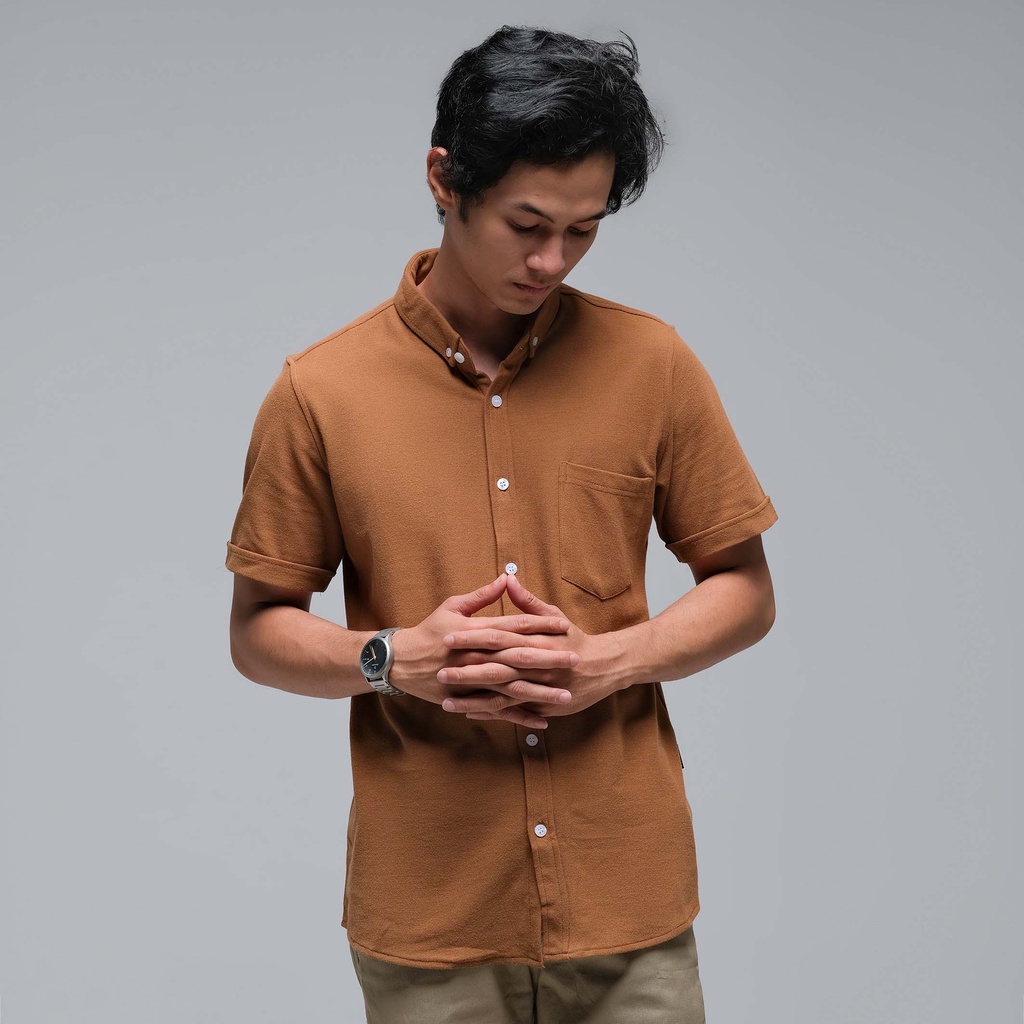 JB - PSY Short Sleeve Coffee - Kemeja Lengan Pendek Pria
