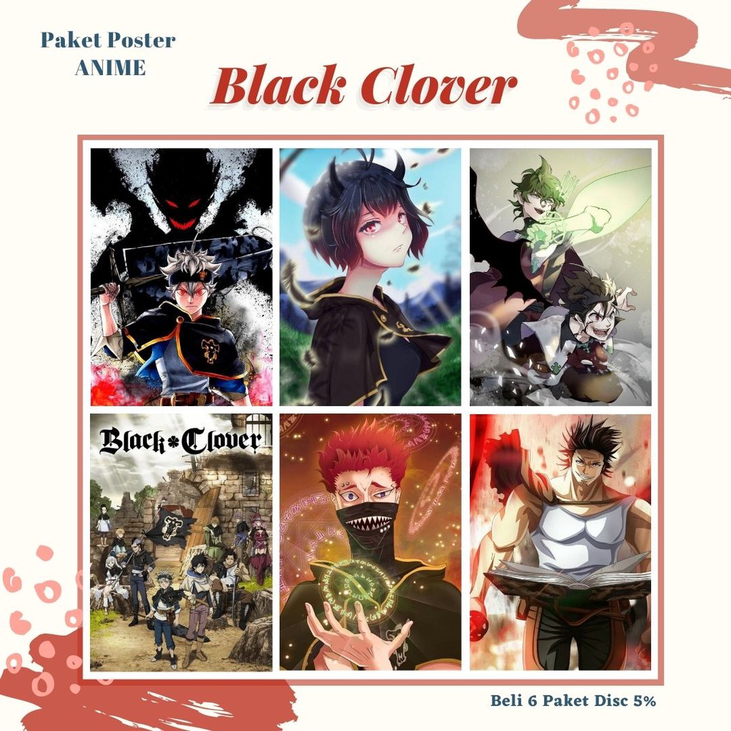 POSTER ANIME #1 (6 pcs) - BISA CUSTOM - POSTER DINDING - POSTER AESTHETIC - ANIME-Black Clover