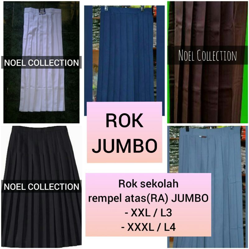 JUMBO SERAGAM SEKOLAH Rok Panjang SMP SMA Rempel Lipit/Rok rempel full/Rok rempel atas bahan high tw