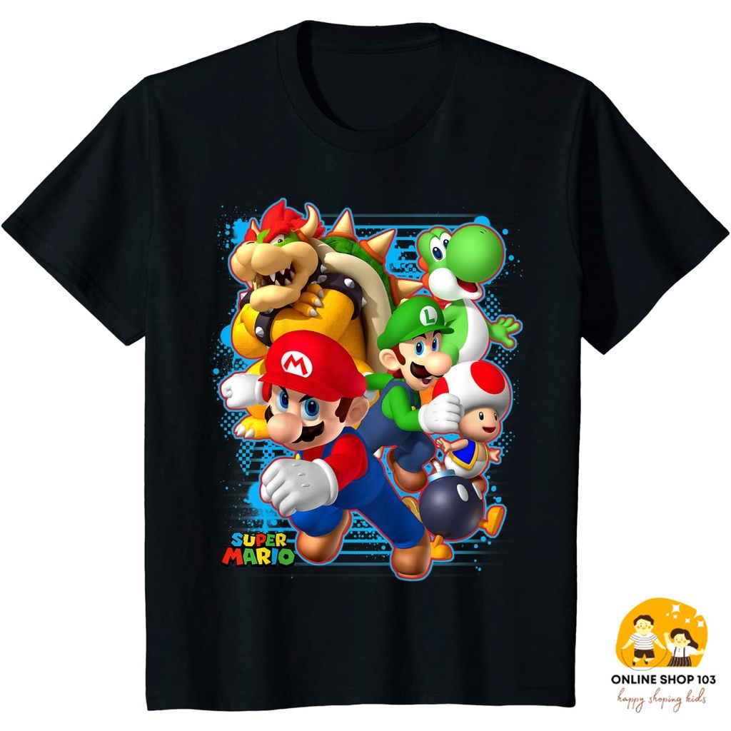 Baju anak Nintendo Super Mario Luigi Bowser Spray Paint T-Shirt T-Shirt
