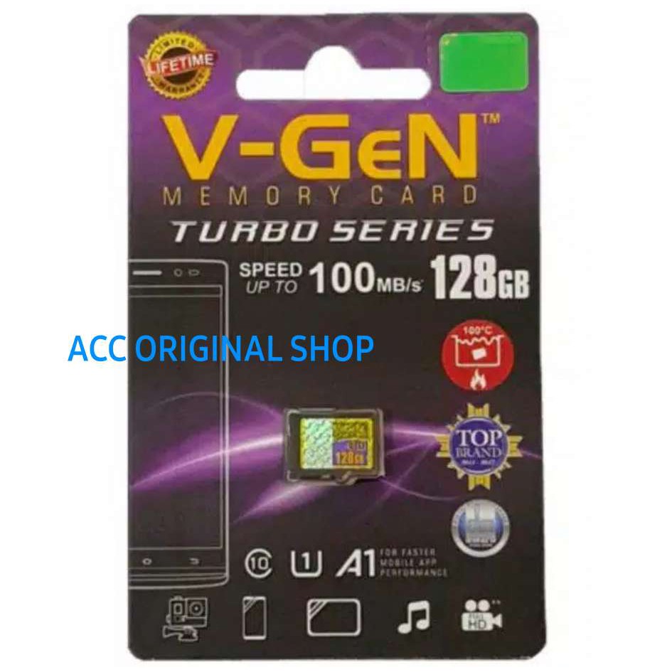MICRO SD VGEN 128GB Turbo Series Class 10 100MB/s V-GeN non adapter Memory HP Original