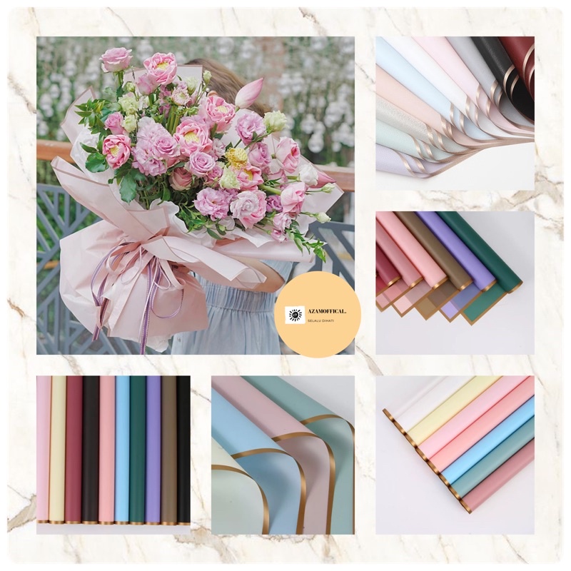 FLOWER WRAPPING LIS GOLD COLOR (ECER) TRANSPARENT CELLOPHANE KERTAS BUKET BUNGA HAND BOUQUET