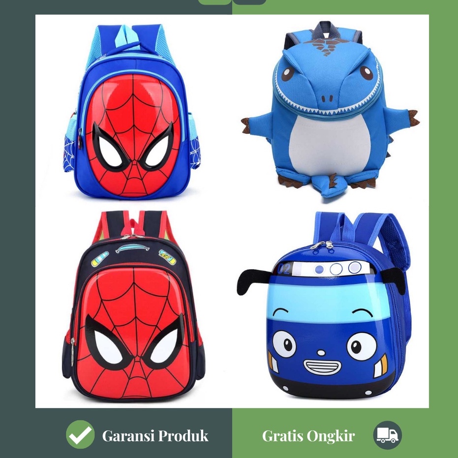Mall Tas Ransel Sekolah Anak Laki Laki Perempuan TK SD Backpack Model Karakter Superhero Spiderman B AMT