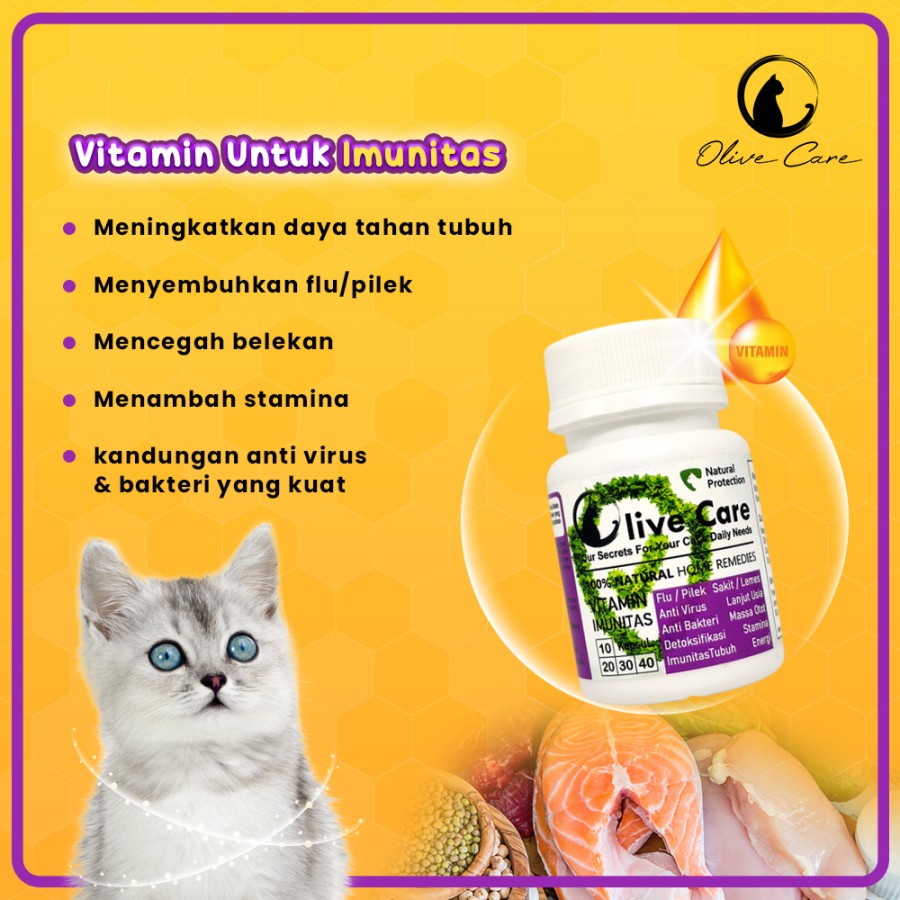 Olive Care Vitamin Imunitas Kucing , Obat flu pilek kucing vit imun vitamin daya tahan tubuh kucing