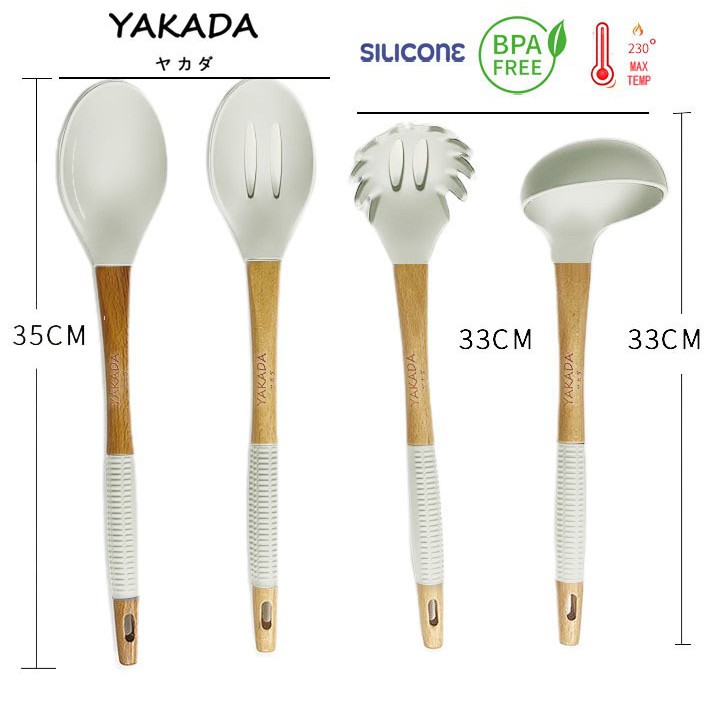 Orinoco Alat Masak Double Silicone Y-203 Gagang Kayu Tahan Panas Bpa Free Food Grade - Kitchen Utensils Anti Leleh Dua Lapis Silikon-4